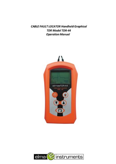 Pantong Technologies TDR-44 Cable Fault Locator Operation Manual