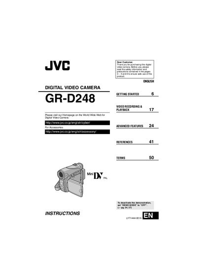 JVC GR-D248 Digital Video Camera User Manual - cover page
