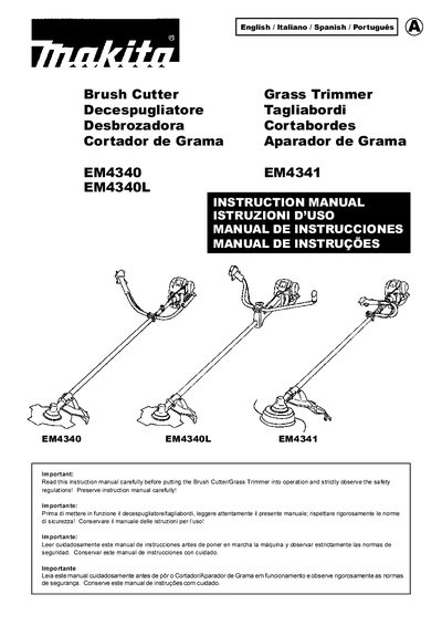 Makita EM4341 Brush Cutter/Grass Trimmer Instruction Manual - cover page