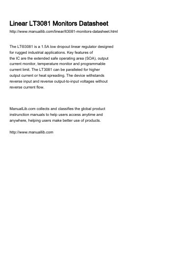 Linear Technology LT3081 Datasheet - cover page