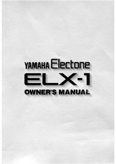 Yamaha ELX-1 Electone Owner's Manual - cover page
