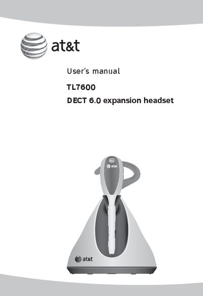 AT&amp;T TL7600 DECT 6.0 Expansion Headset User Manual