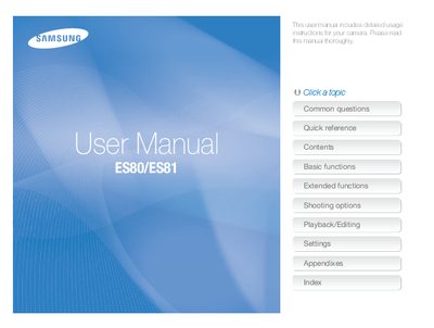 Samsung ES80/ES81 Digital Camera User Manual - cover page