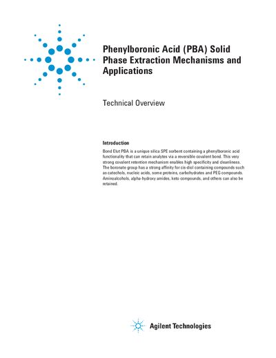 Agilent Bond Elut PBA SPE Technical Overview - cover page