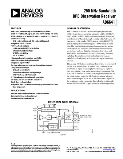 Analog Devices AD6641 Datasheet - cover page