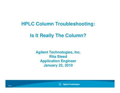 HPLC Column Troubleshooting Guide - cover page