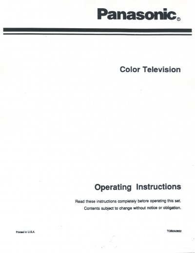 Panasonic Color Television Operating Instructions - cover page