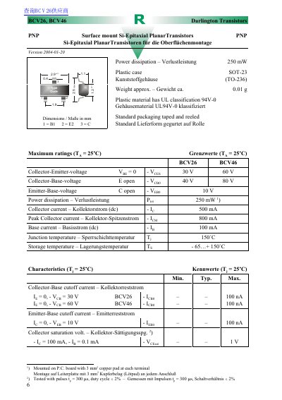 BCV26, BCV46 Darlington Transistors Datasheet - cover page