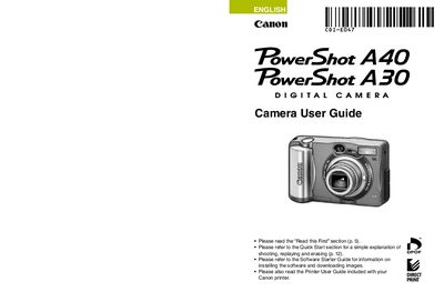 Canon PowerShot A40/A30 Camera User Guide