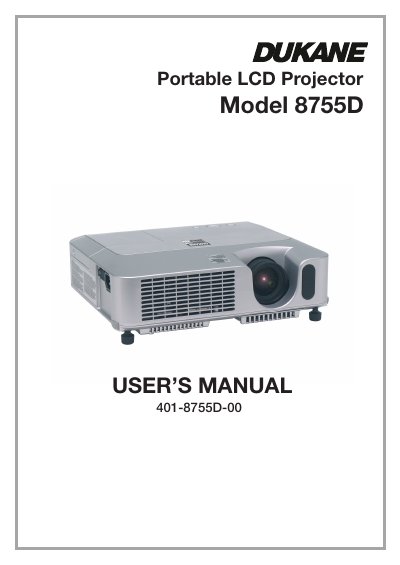 Dukane 8755D Portable LCD Projector User's Manual - cover page