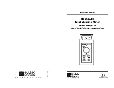 Hanna Instruments HI 95761C Total Chlorine Meter Instruction Manual - cover page