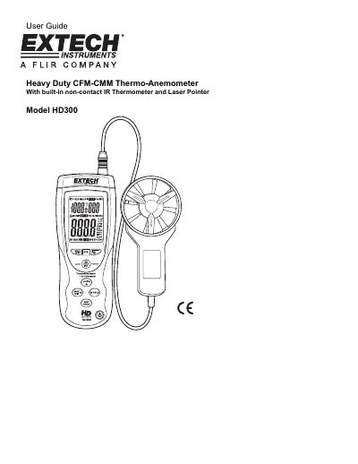 Extech HD300 Heavy Duty CFM-CMM Thermo-Anemometer User Guide - cover page
