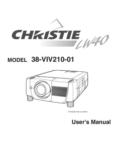CHRISTIE LW40 38-VIV210-01 user manual - cover page