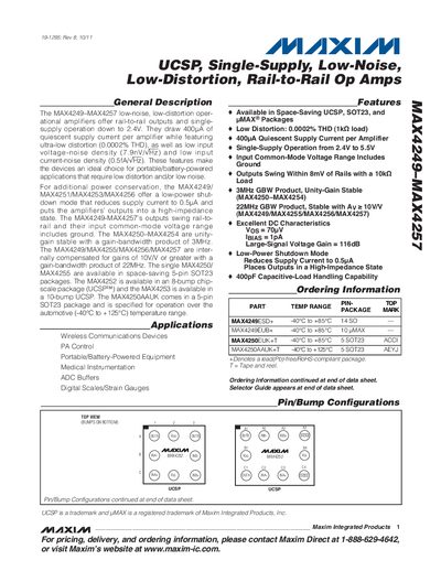 Maxim MAX4249-MAX4257 Datasheet - cover page