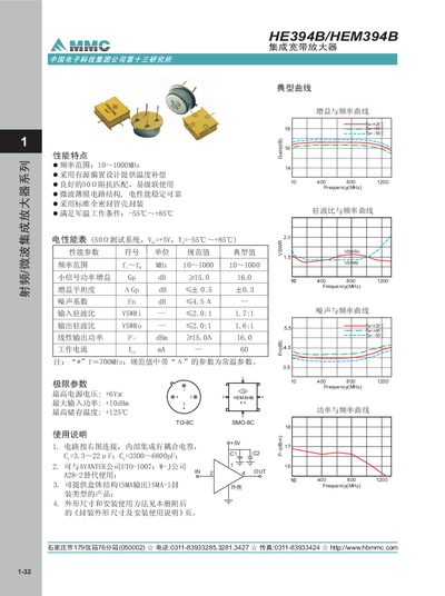 HBM HE394B/HEM394B Integrated Broadband Amplifier Datasheet - cover page
