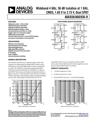 Analog Devices ADG936/ADG936-R Datasheet - cover page
