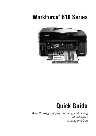 Epson WorkForce 610 Series Quick Guide - cover page