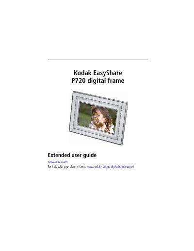 Kodak EasyShare P720 Digital Frame Extended User Guide