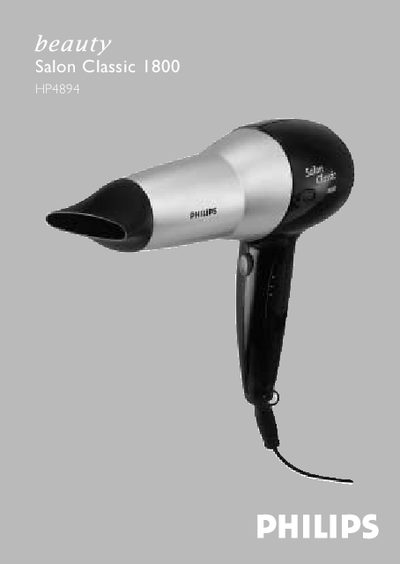 Philips HP4894 Hair Dryer User Manual - cover page
