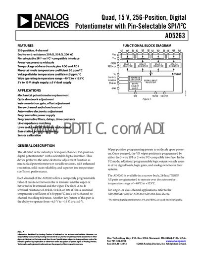 Analog Devices AD5263 Datasheet - cover page