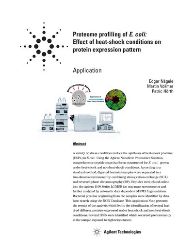 Agilent Nanoflow Proteomics Solution Application Note: E. coli Heat-Shock Profiling - cover page