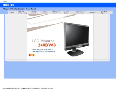 Philips 240BW8 LCD Monitor User Manual - cover page