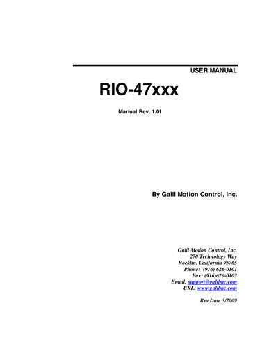 Galil RIO-47xxx User Manual