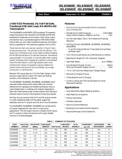 intersil ISL83080E ISL83082E ISL83083E ISL83085E ISL83086E ISL83088E handbook - cover page