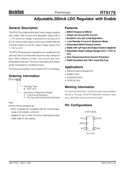 RichTek RT9179 Datasheet - cover page