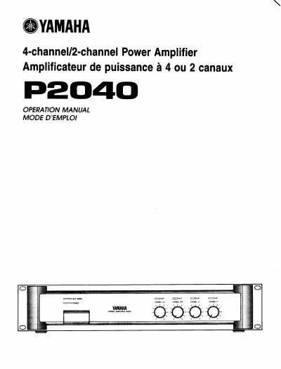 Yamaha P2040 4-Channel Power Amplifier Operation Manual - cover page
