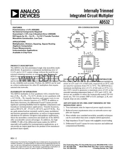 Analog Devices AD532 Datasheet - cover page