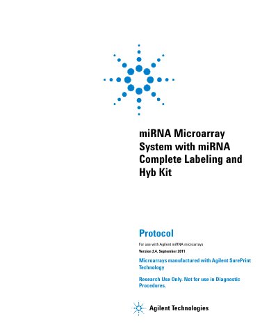 Agilent Technologies miRNA Microarray System v2.4 User Manual - cover page