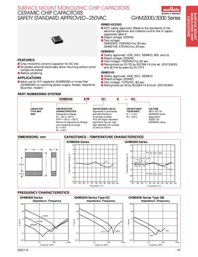 Murata GHM2000/3000 Series Surface Mount Monolithic Chip Capacitors Datasheet - cover page