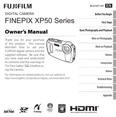 Fujifilm FinePix XP50 Camera User Manual - cover page
