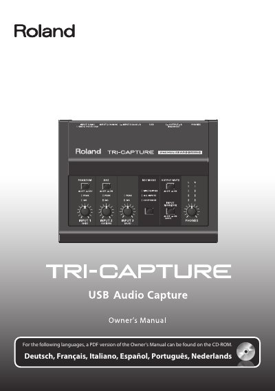 Roland TRI-CAPTURE USB Audio Capture Owner's Manual - cover page