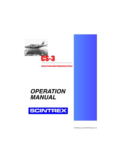 Scintrex CS-3 Cesium Vapor Magnetometer Operation Manual - cover page