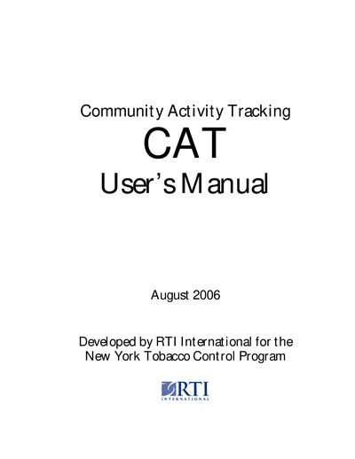 RTI International Community Activity Tracking User Manual