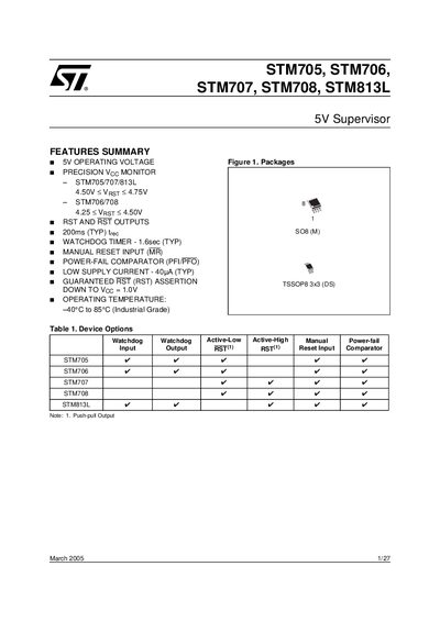 STMICROELECTRONICS - STM705 STM706 STM707 STM708 STM813L handbook - cover page