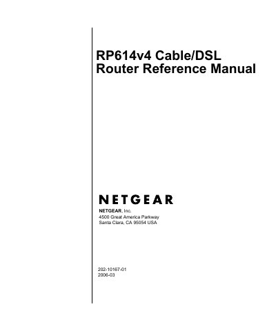 Netgear RP614v4 Cable/DSL Router User Manual