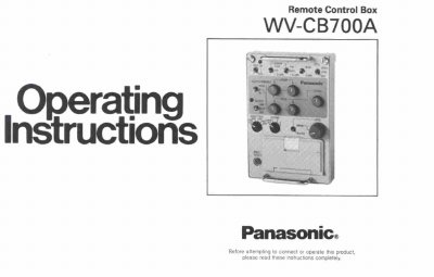 Panasonic WV-CB700A Remote Control Box Operating Instructions - cover page