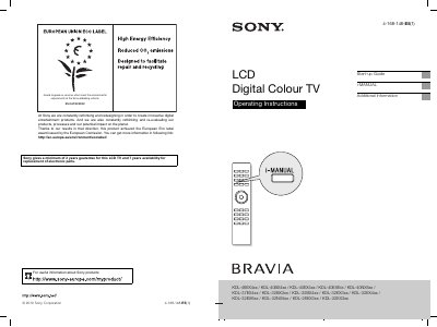 SONY KDL-46EX4xx KDL-40BX4xx KDL-40EX4xx KDL-40EX6XX KDL-40NX5xx KDL-37EX4xx KDL-32BX3xx KDL-32BX4xx KDL-32EX3xx KDL-32EX4xx KDL-32EX6xx KDL-32NX5xx KDL-26EX3xx KDL-22EX3xx - cover page