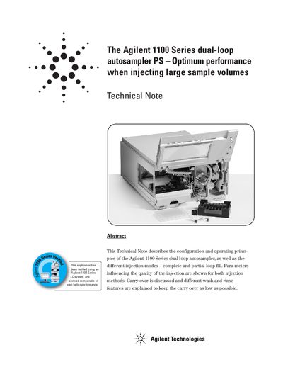 Agilent 1100 Series Dual-Loop Autosampler PS Technical Note - cover page