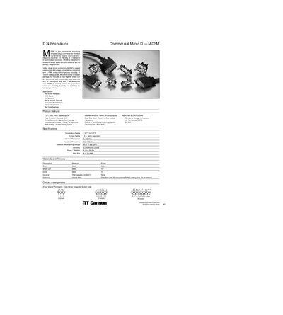 ITT Cannon MDSM Commercial Micro D Subminiature Connector Product Leaflet - cover page