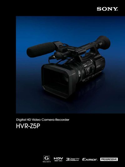 Sony HVR-Z5P Camcorder User Manual - cover page