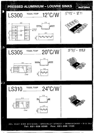 ABL HEATSINKS LS300 LS305 LS310 - cover page