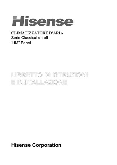 Hisense Classical on off Air Conditioner User Manual - cover page
