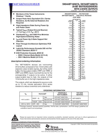 Texas Instruments SN54ABT162827A/SN74ABT162827A Datasheet - cover page