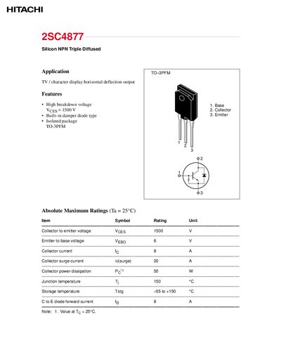 Hitachi 2SC4877 Datasheet - cover page