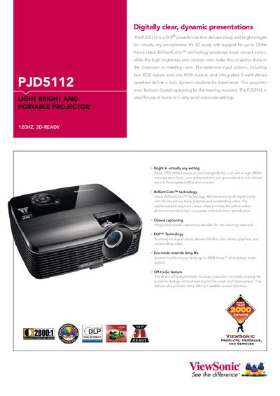 ViewSonic PJD5112 Projector User Manual - cover page