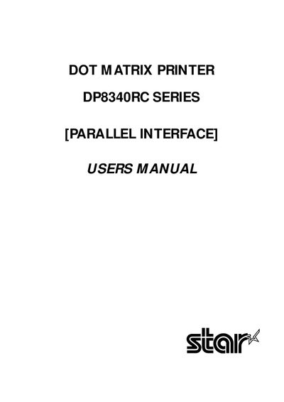 Star Micronics DP8340RC Series User Manual - cover page
